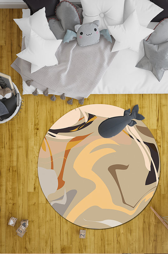 小清新地毯拼接撞色地毯-众图网