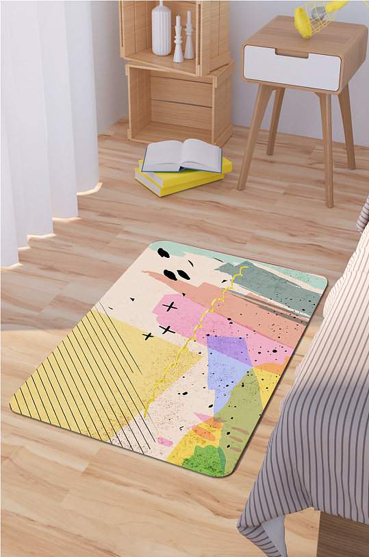 现代简约地毯拼接色块地毯