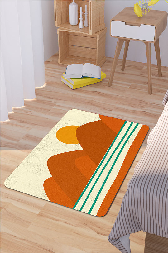 现代简约地毯抽象手绘山水