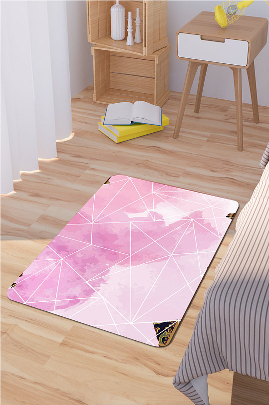 拼接撞色地毯紫色渐变地垫