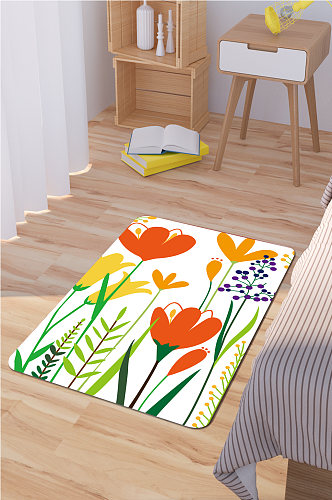 北欧风地毯植物花卉图案