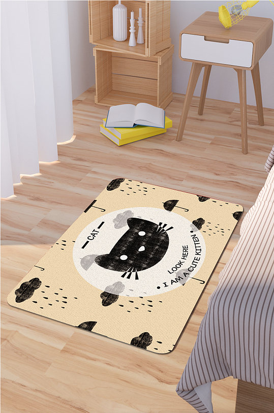 床边地毯卡通猫咪-众图网
