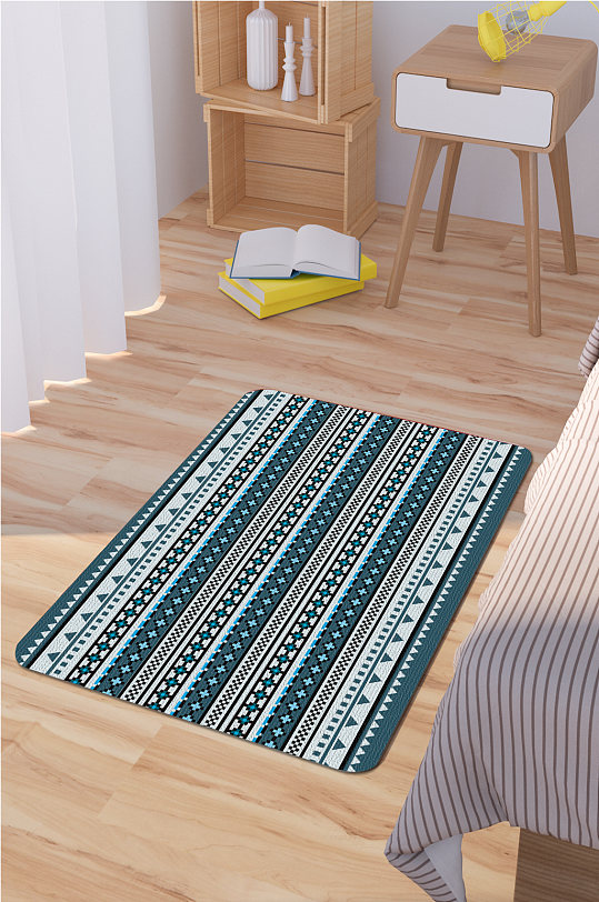 床边地毯复古条纹地毯