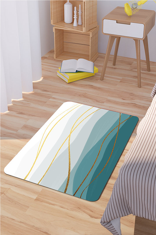 卧室地毯金箔山水-众图网