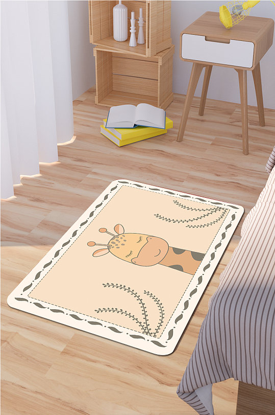 卧室地毯长驱颈鹿图案