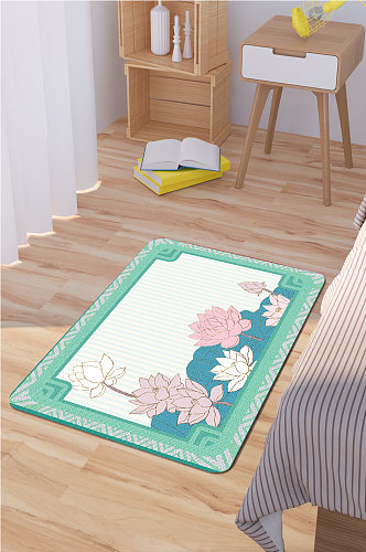 卧室地毯中式荷花图