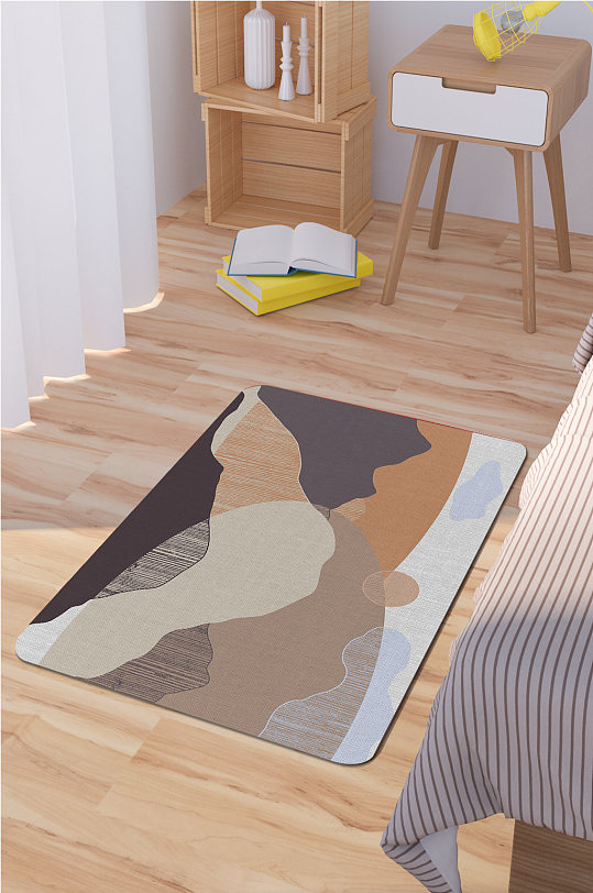 卧室地毯撞色块地毯