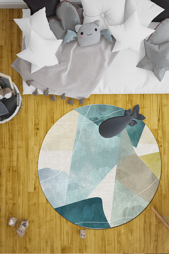 圆形地毯北欧几何地毯-众图网