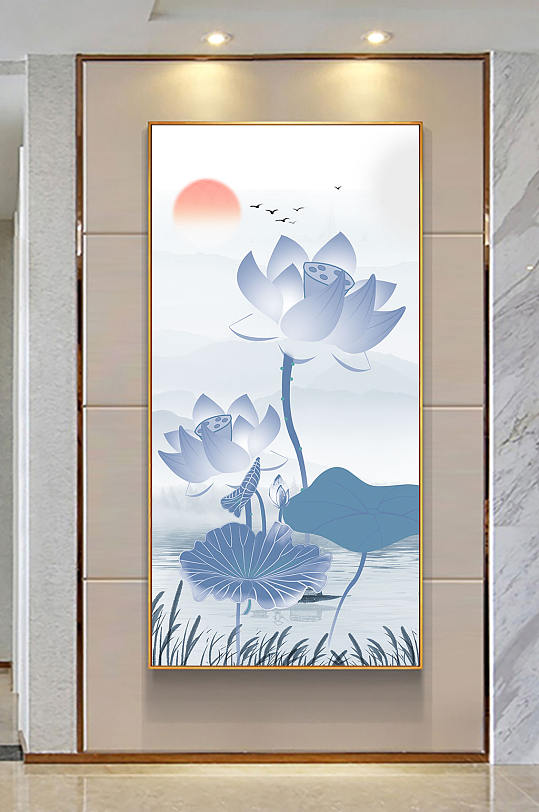 素雅荷花现代简约玄关-众图网