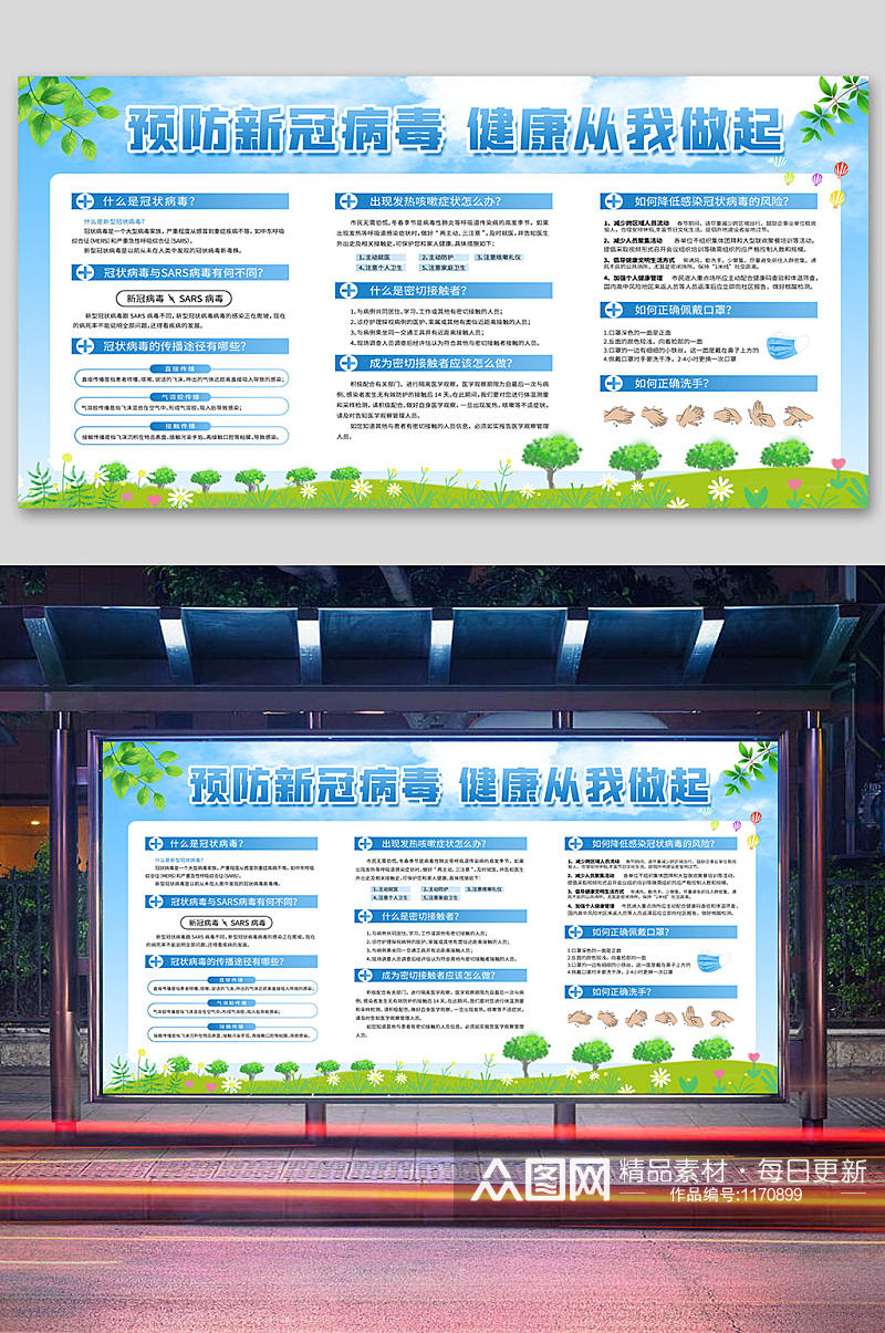 疫情防护知识防控肺炎指引素材