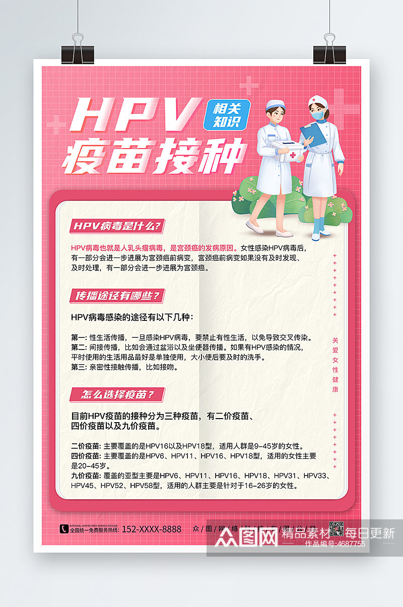 HPV疫苗接种宣传海报素材