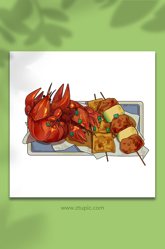 龙虾夏季美食元素插画