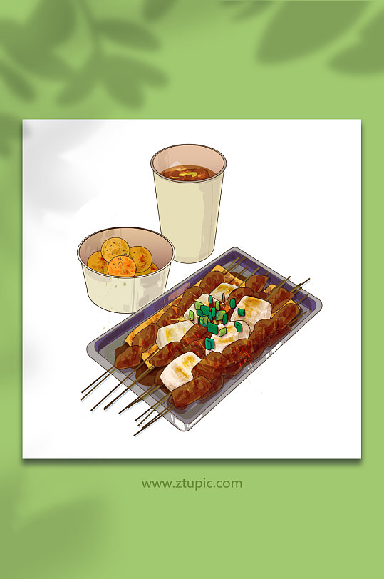 烧烤夏季美食元素插画