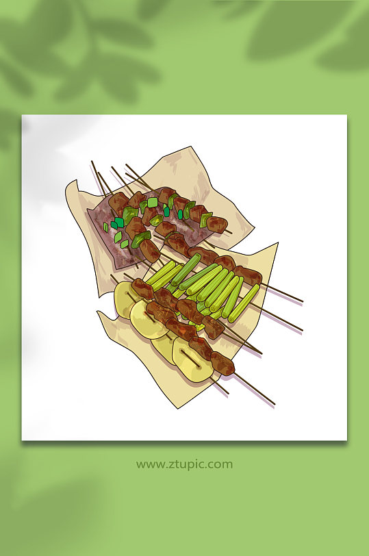 烧烤夏季美食元素插画