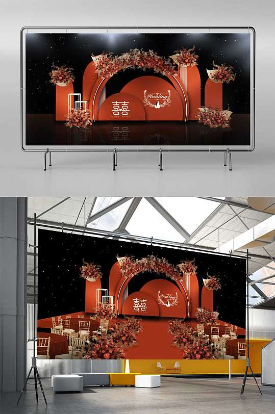 红色中式浪漫婚礼-众图网