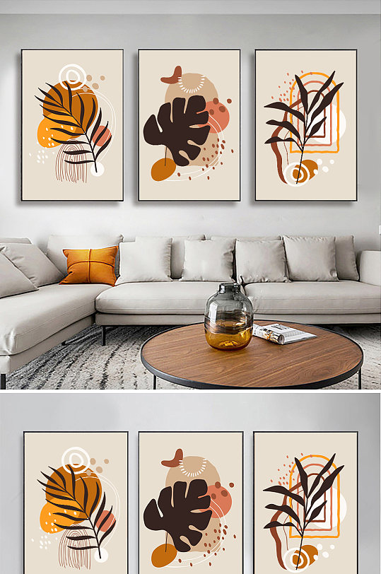 创意三联植物花卉客厅装饰画清新风-众图网