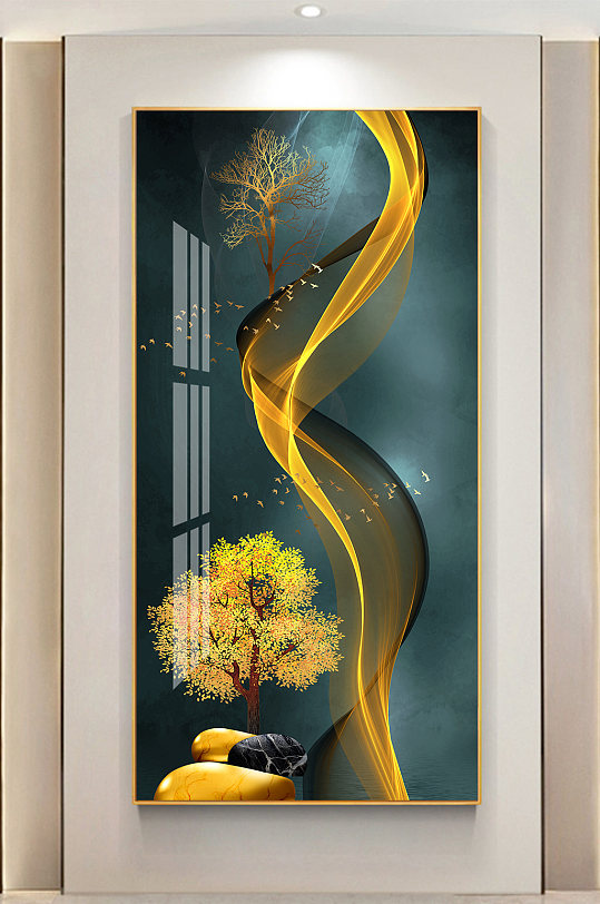 时来运转轻奢玄关装饰画