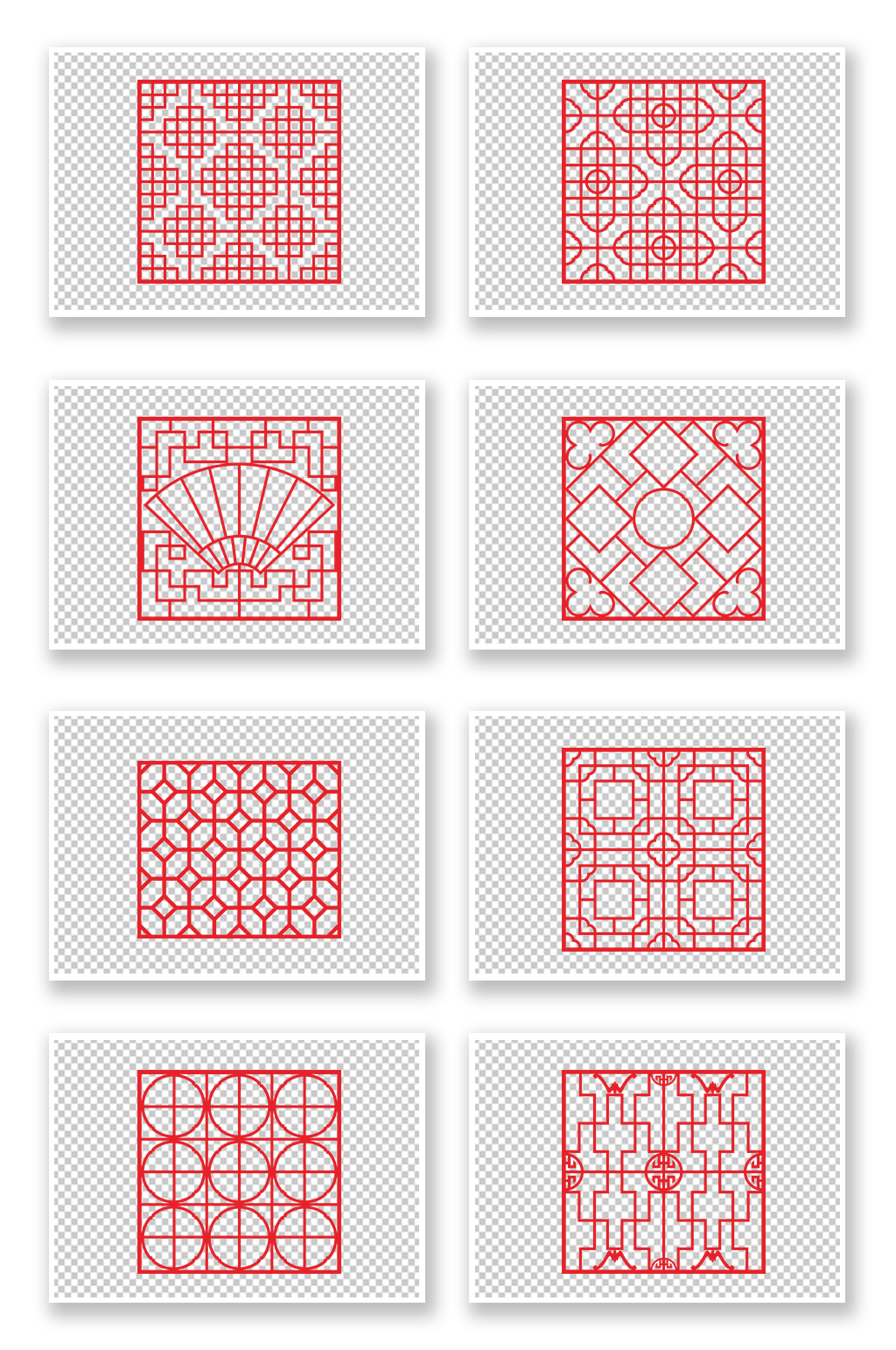 中式方形古典花窗素材