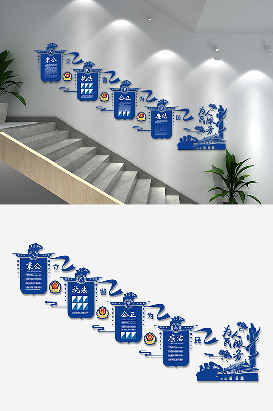 为人民服务蓝色公安展板