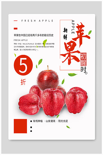 新鲜红苹果宣传海报
