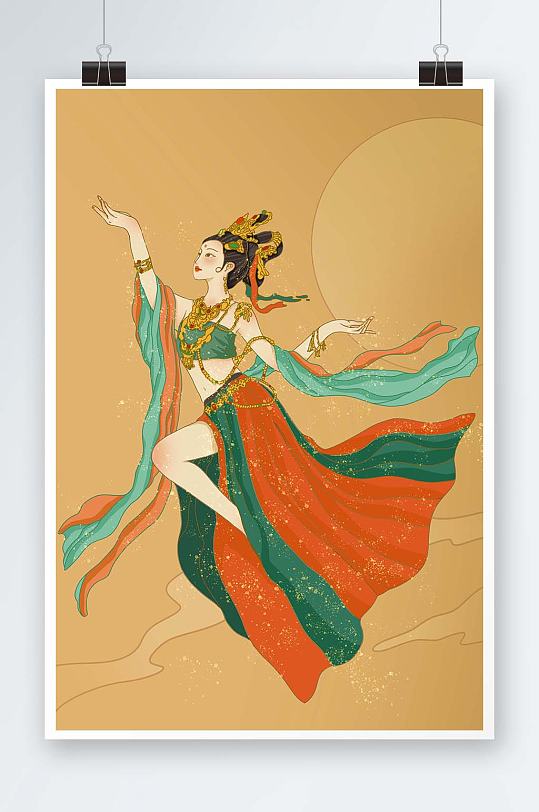 国风敦煌文化美女人物插画-众图网