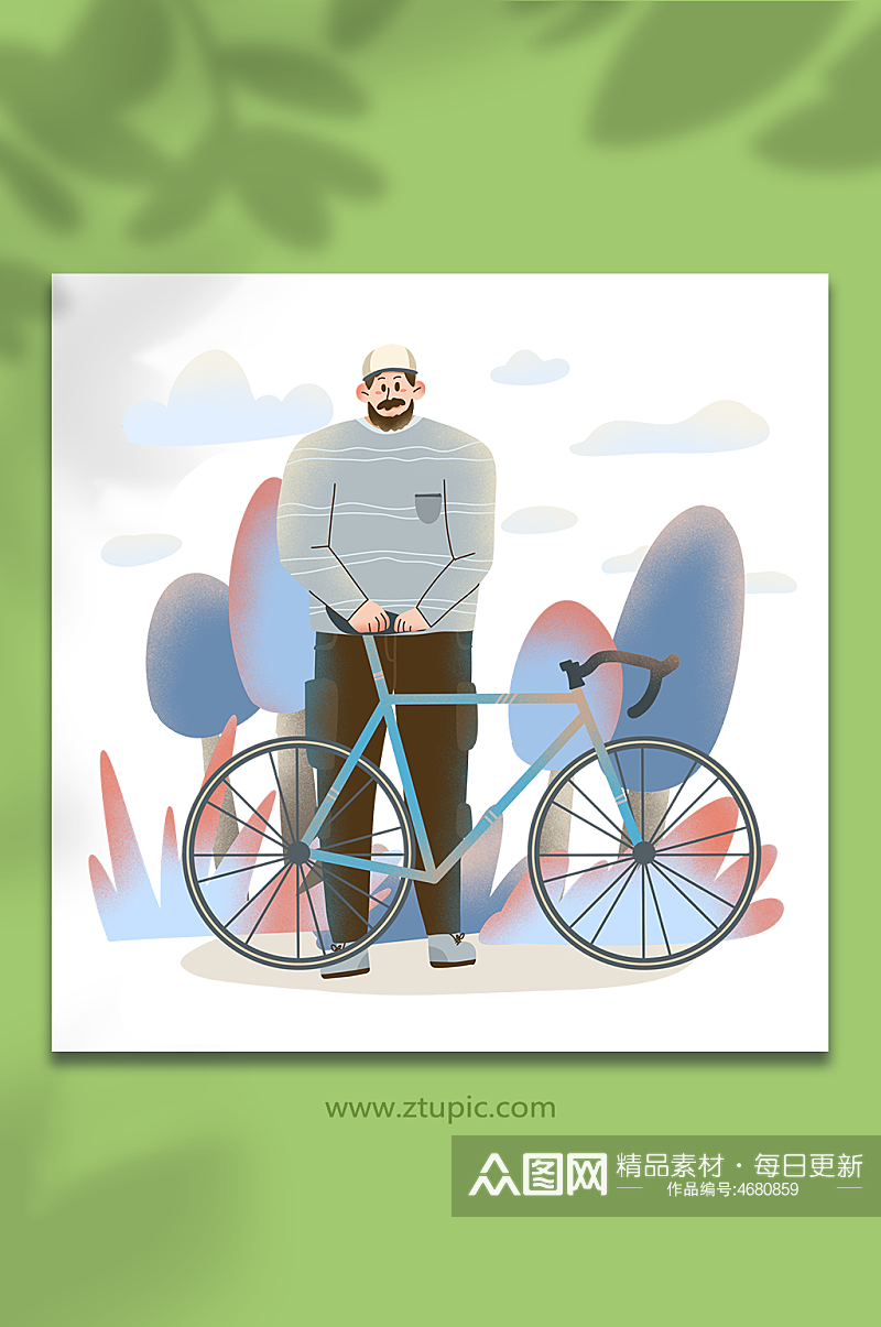 男自行车交通扁平化风格人物插画素材