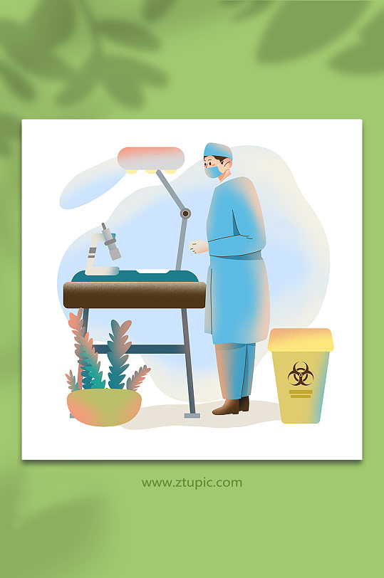 扁平化风格手术室医疗科室人物场景插画
