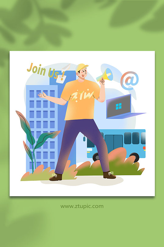 招聘男商务招聘扁平化人物插画-众图网