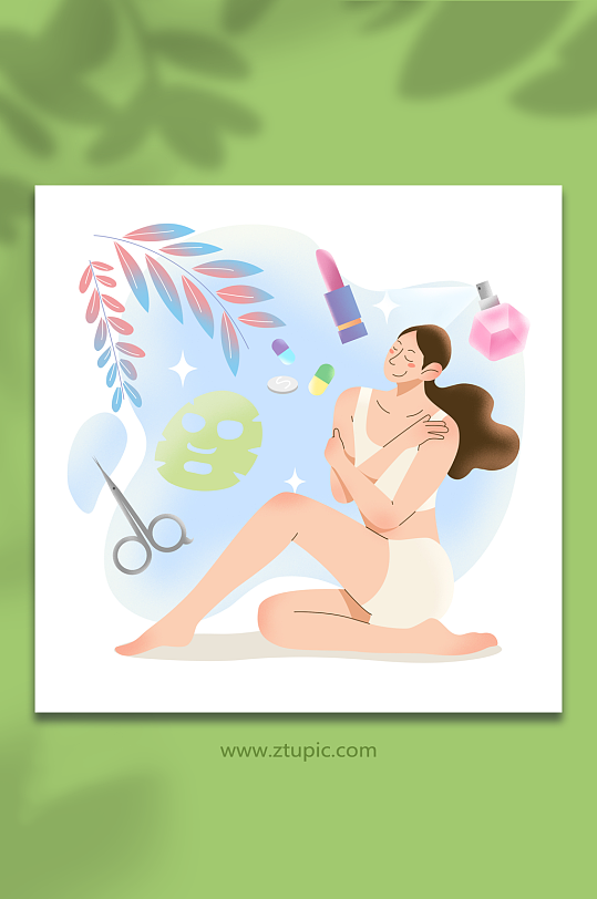 女性护肤扁平化整形美容人物插画-众图网