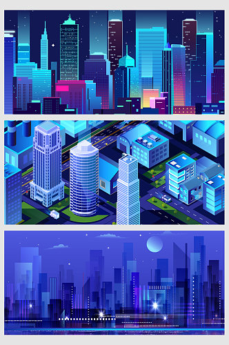 科技蓝色渐变城市