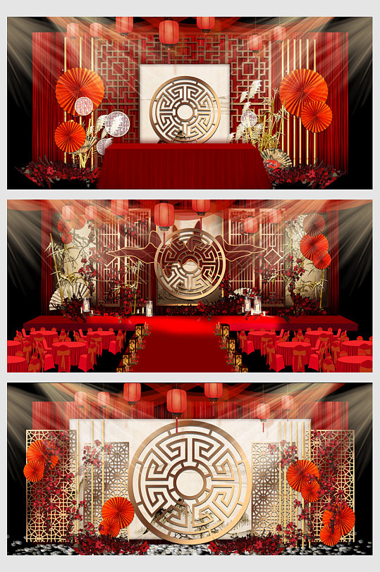 红色大气喜庆婚庆舞台-众图网