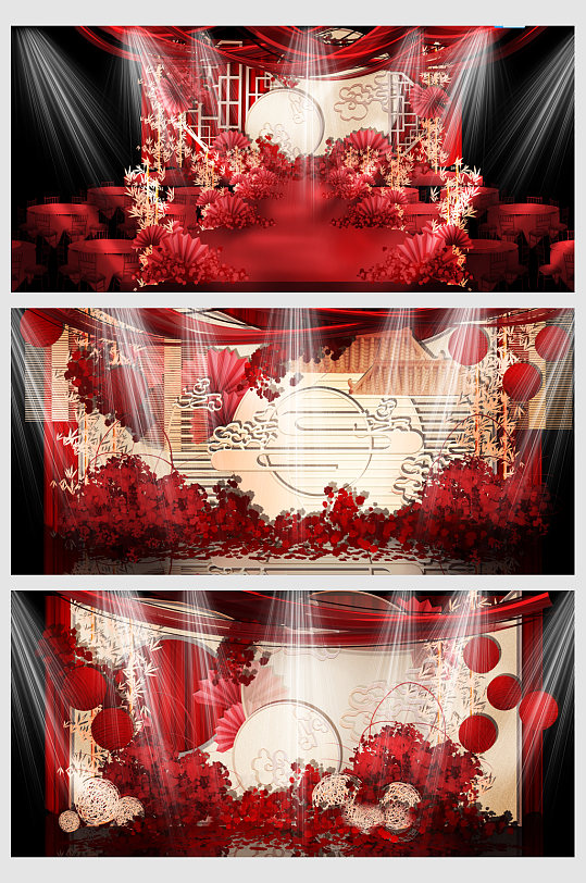 大气红色结婚舞台设计展板-众图网