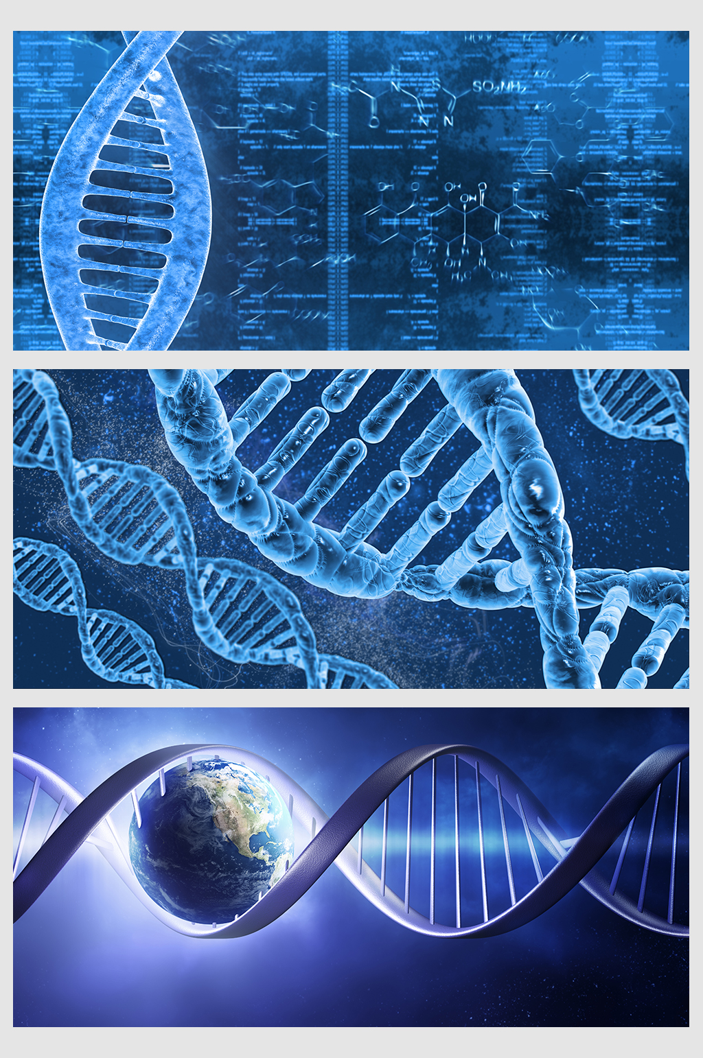 蓝色基因分子结构细胞素材