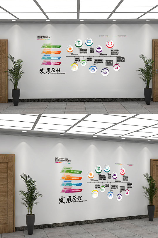 创意大气企业发展历程文化墙-众图网