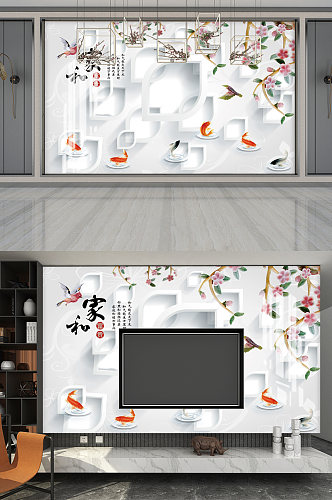 大气质感白色影视墙展板设计