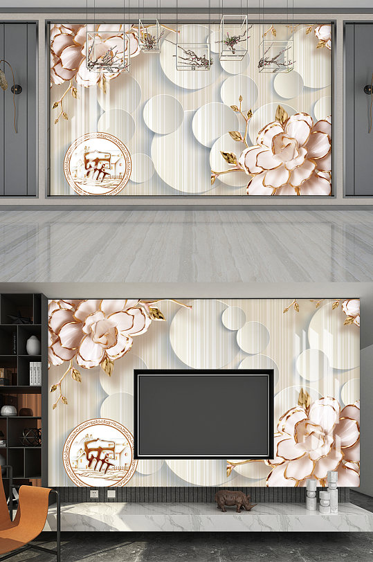 创意大气质感唯美影视墙展板设计-众图网