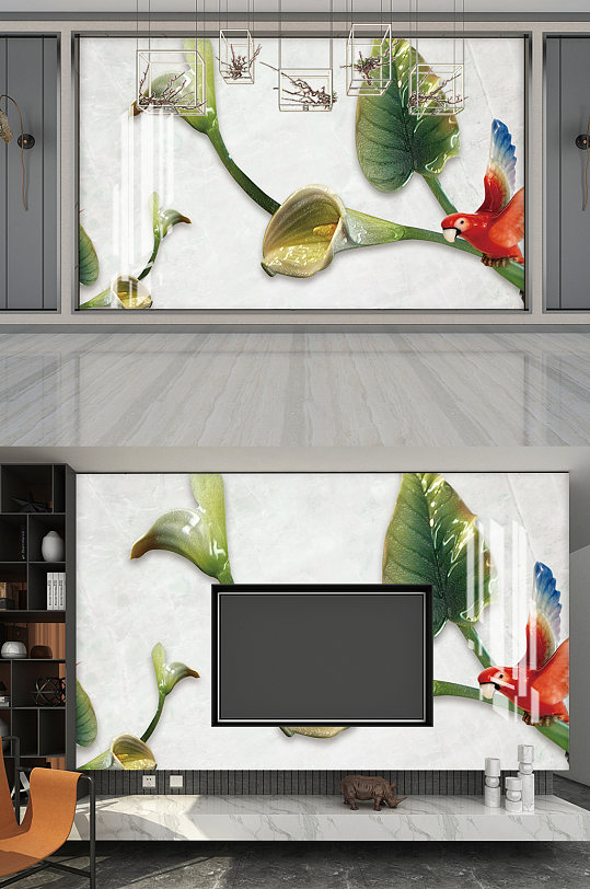 大气质感叶子影视墙展板设计-众图网