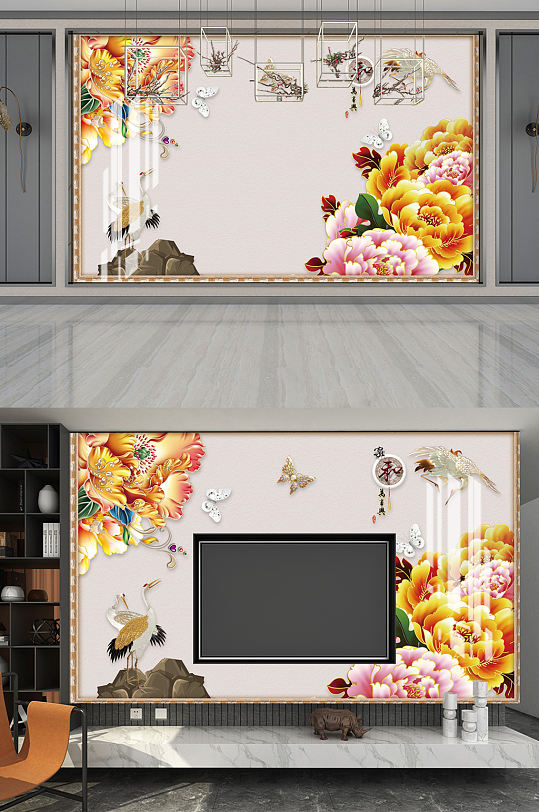 创意大气唯美质感背景墙-众图网