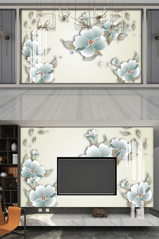 创意唯美质感大气影视墙展板-众图网