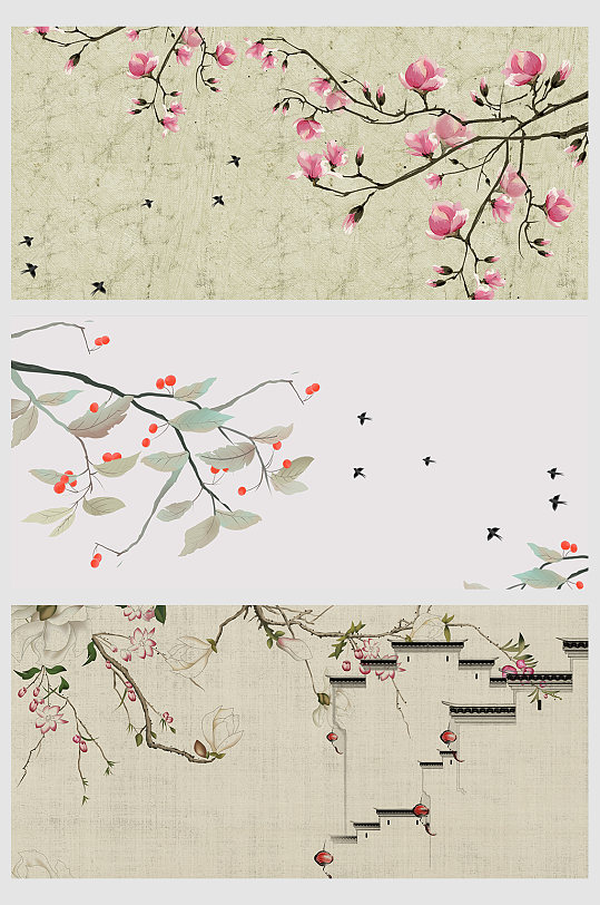創(chuàng)意大氣古風(fēng)質(zhì)感桃花背景