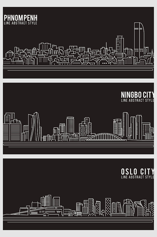 创意线条城市建筑群设计-众图网