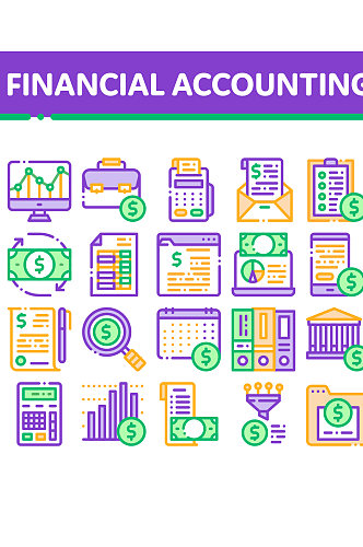 创意矢量金融数据金钱彩色图标设计