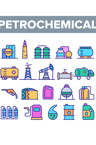 创意矢量彩石油采矿色图标设计