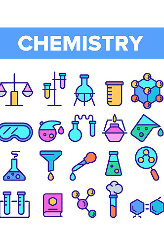 创意矢量化学实验科技彩色图标设计