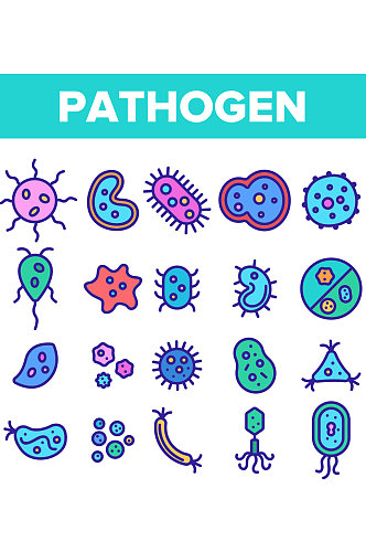 创意彩色矢量病毒细菌APP图标设计