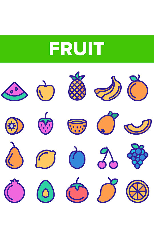 创意手机APP矢量水果苹果图标设计