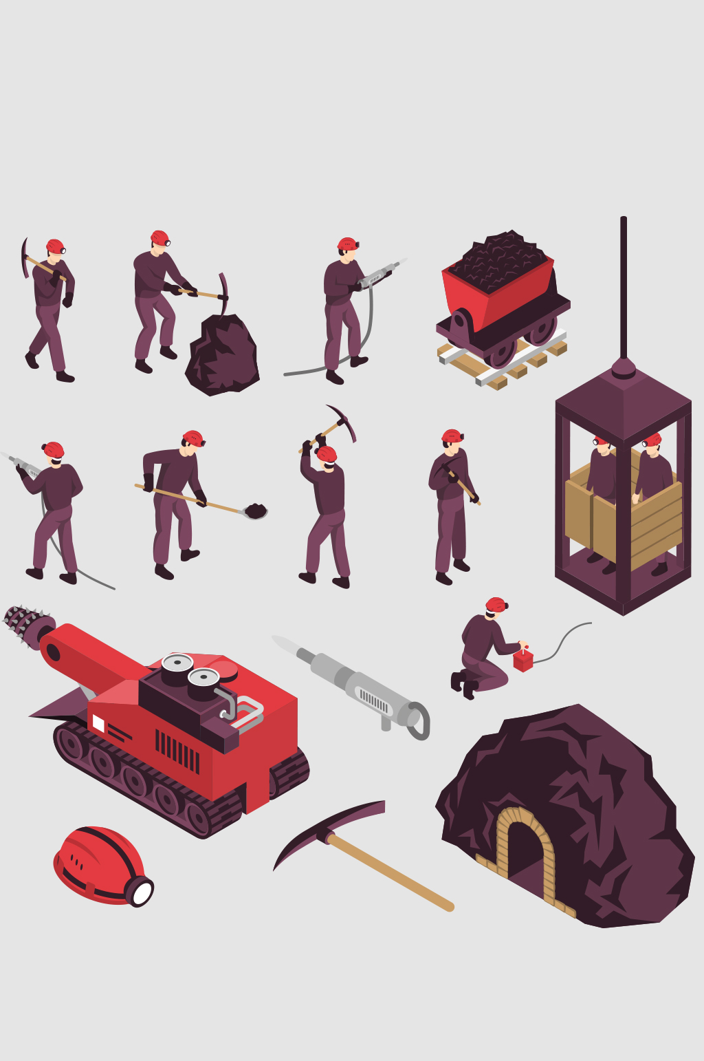 创意矢量工地工人挖掘质感背景素材