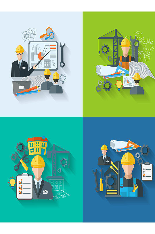 创意矢量工地工厂图纸质感背景-众图网