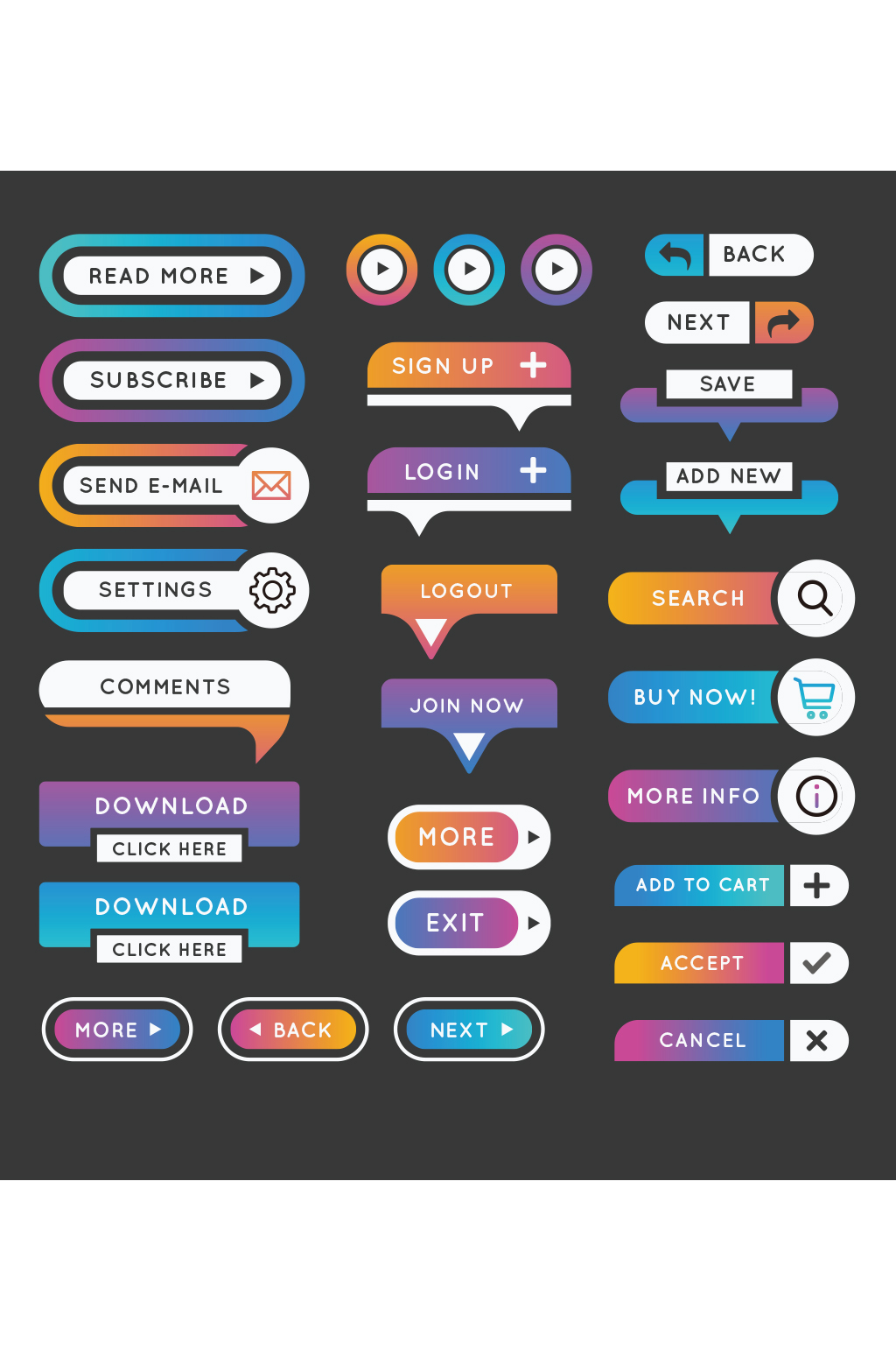 创意矢量彩色按钮质感元素