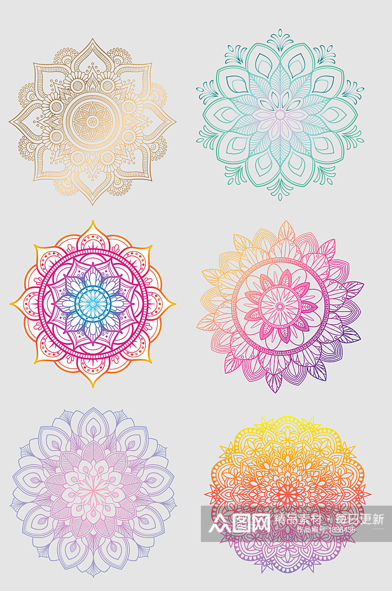 创意矢量质感彩色花卉图形设计素材